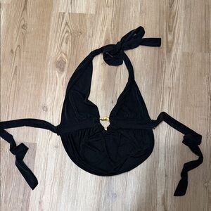 Black Halter Bikini Top with Tie Closures